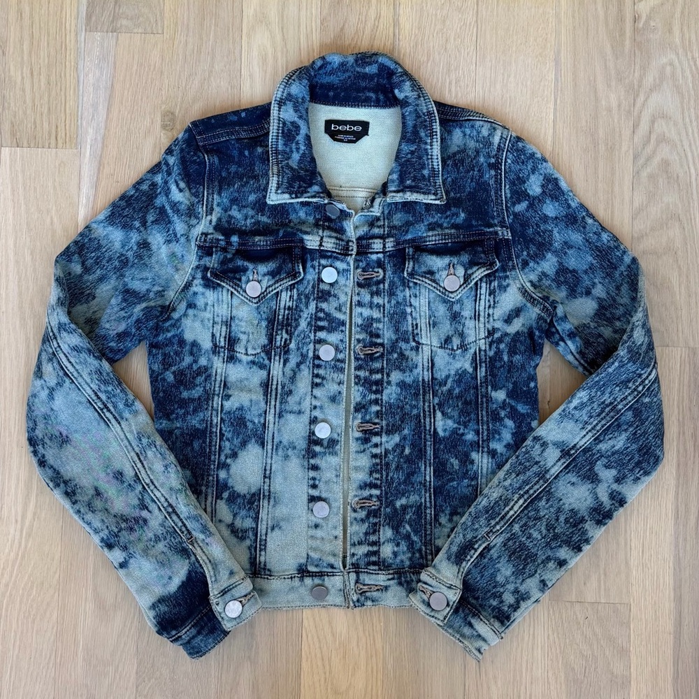 Bebe Tie-Dye Blue Denim Women’s Jacket Size S